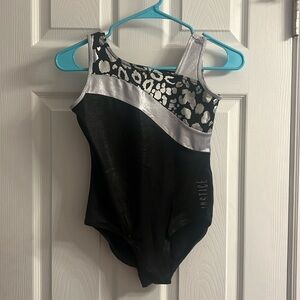 Girls silver and black cheetah print leotard